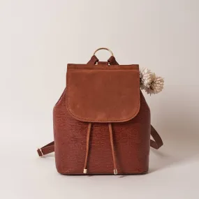 Maradji Donna Small Backpack in Cognac Lizard