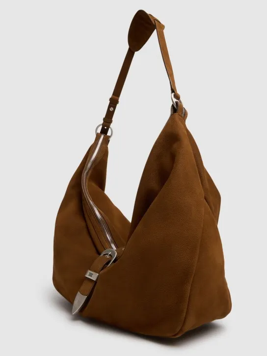 Marge Sherwood   Belted hobo suede shoulder bag 