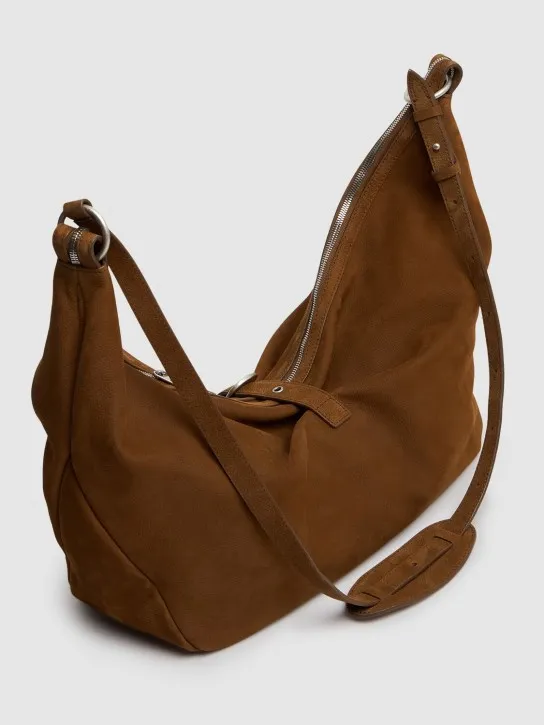 Marge Sherwood   Belted hobo suede shoulder bag 