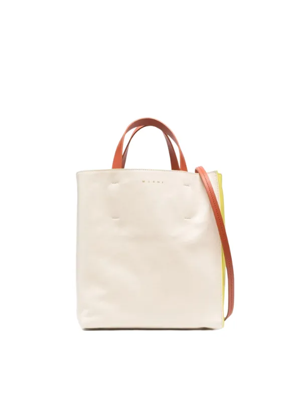 Marni Bag Leather Logo Cream-Brown