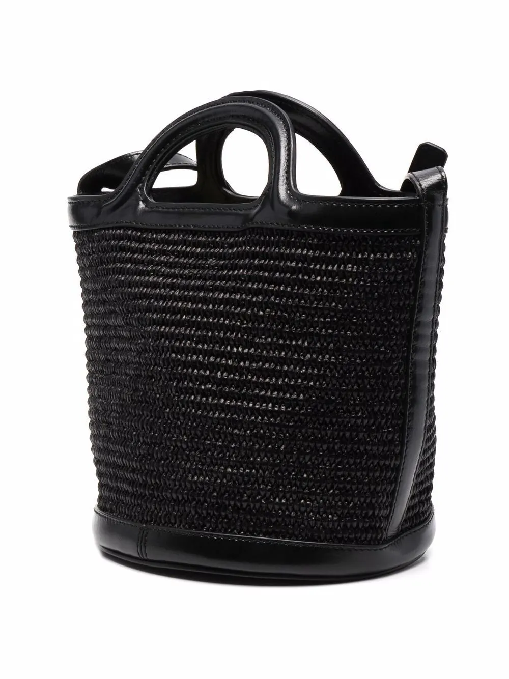 MARNI Black Tropicalia Small Bag In Leather and Raffia