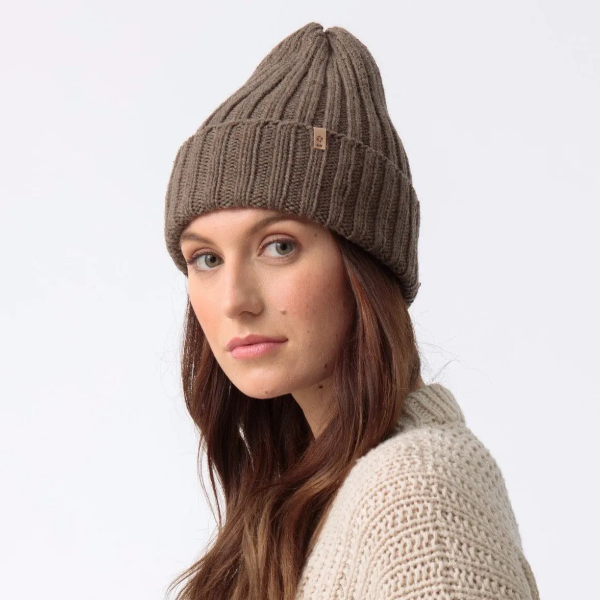 Merino Thick Rib Hat in Nutmeg Brown