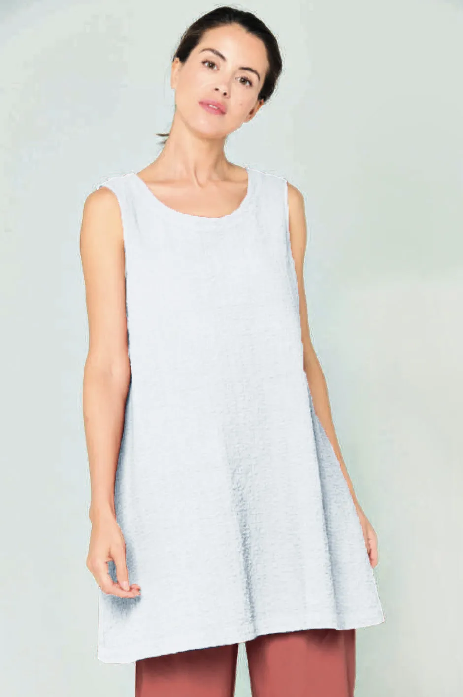 Mes Soeurs et Moi Seersucker Tunic Tank In Pearl