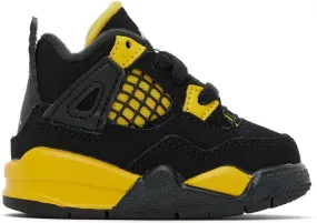 Nike Jordan Baby Black & Yellow Jordan 4 Retro Thunder Sneakers