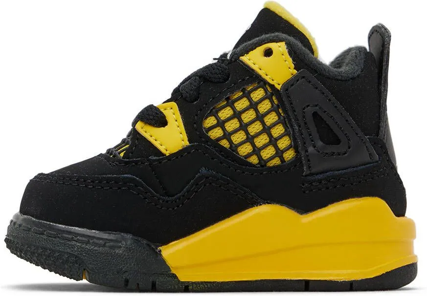 Nike Jordan Baby Black & Yellow Jordan 4 Retro Thunder Sneakers