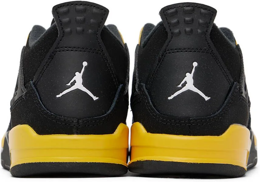 Nike Jordan Kids Black & Yellow Jordan 4 Retro Thunder Little Kids Sneakers