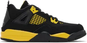 Nike Jordan Kids Black & Yellow Jordan 4 Retro Thunder Little Kids Sneakers