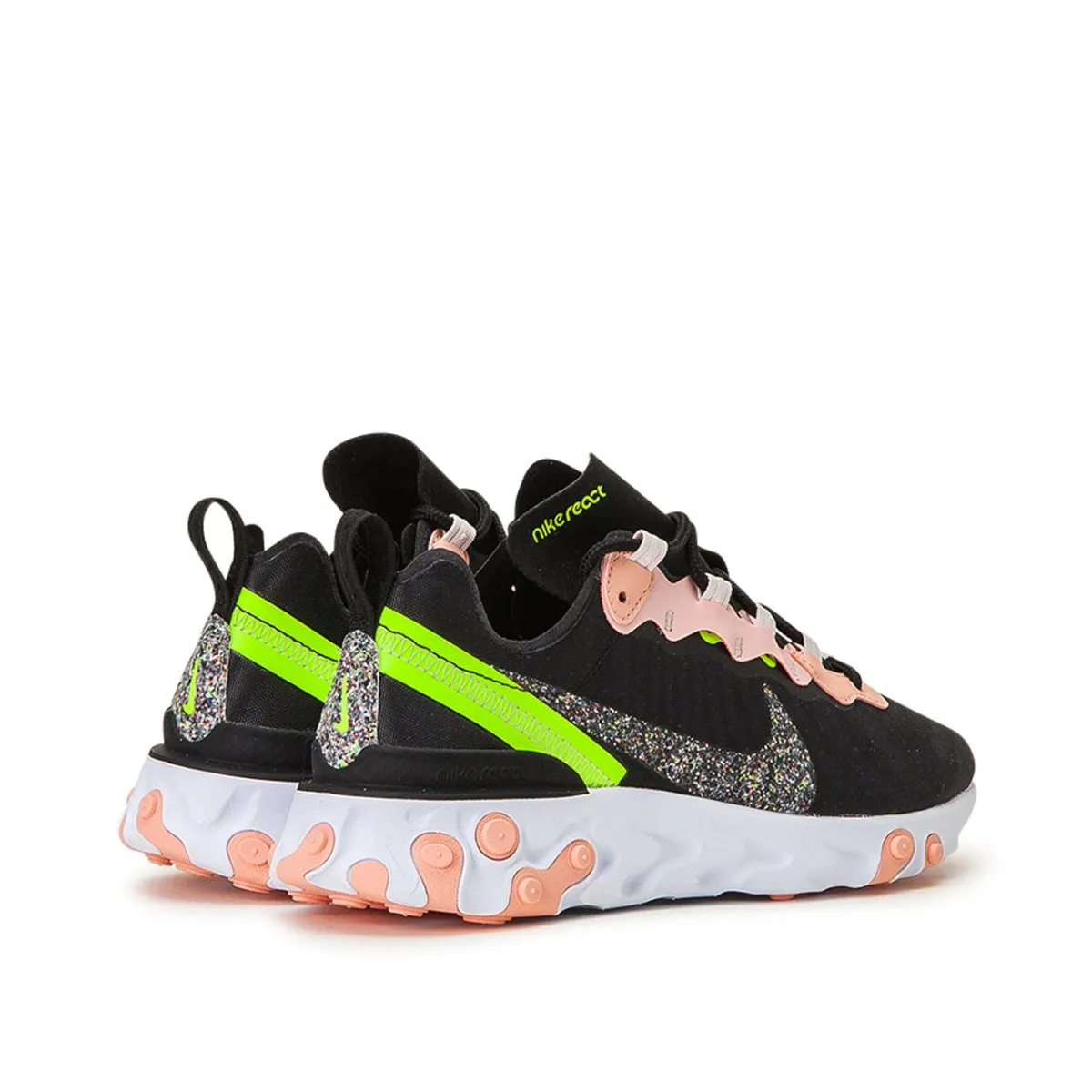 Nike WMNS React Element 55 Premium (Black / Coral / Yellow)