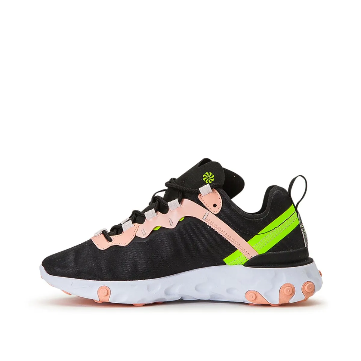 Nike WMNS React Element 55 Premium (Black / Coral / Yellow)