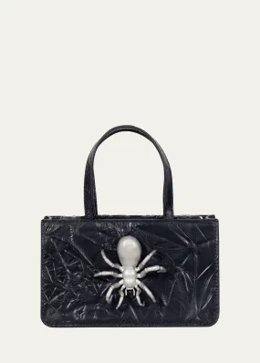 PUPPETS AND PUPPETS Small Spider Crinkled Leather Top-Handle Bag