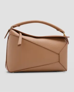 Puzzle Edge Top-Handle Bag in Soft Grained Leather