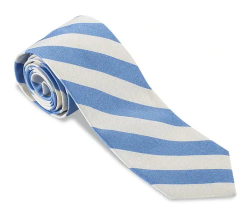 R. Hanauer Kensington Stripe Necktie: Carolina Blue/White