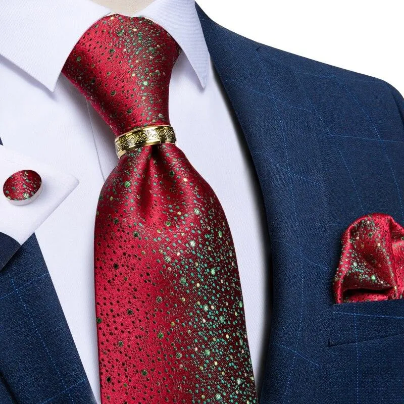 Red Galaxy Silk Necktie Set