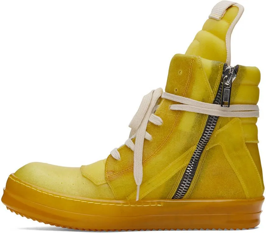 Rick Owens Yellow Geobasket Sneakers