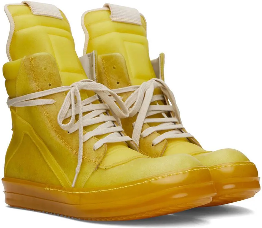 Rick Owens Yellow Geobasket Sneakers