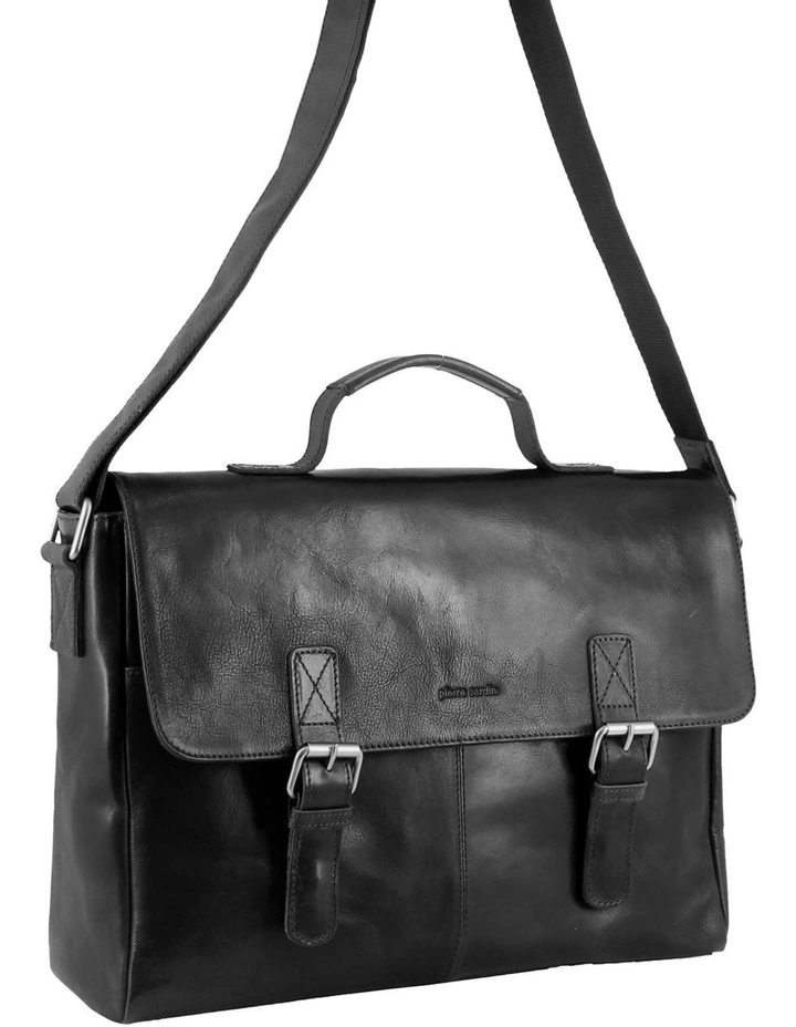 Rustic Leather Computer Bag in Black