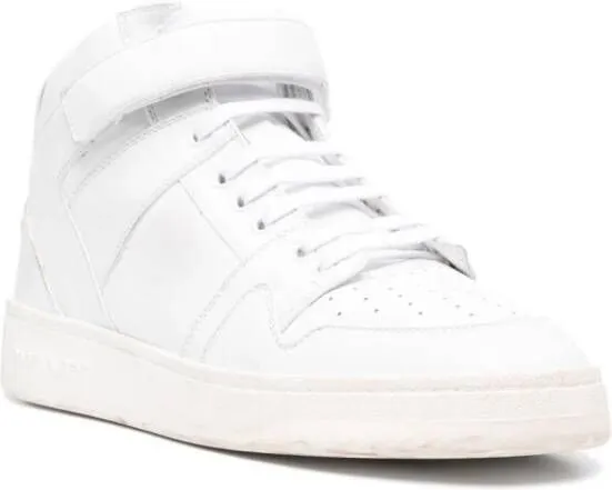 Saint Laurent logo-lettering leather sneakers White