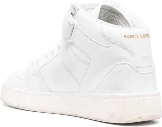 Saint Laurent logo-lettering leather sneakers White