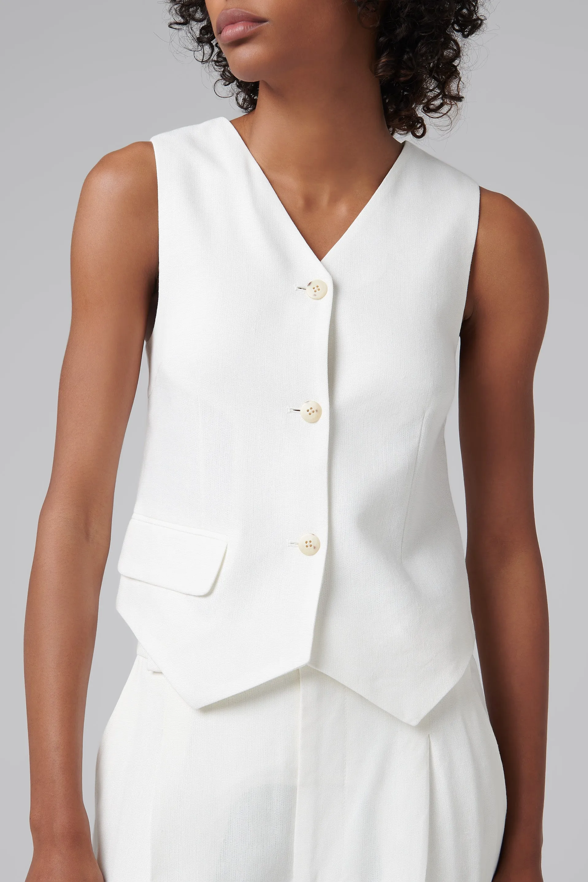 SIR.  White Clemence Tailored Vest