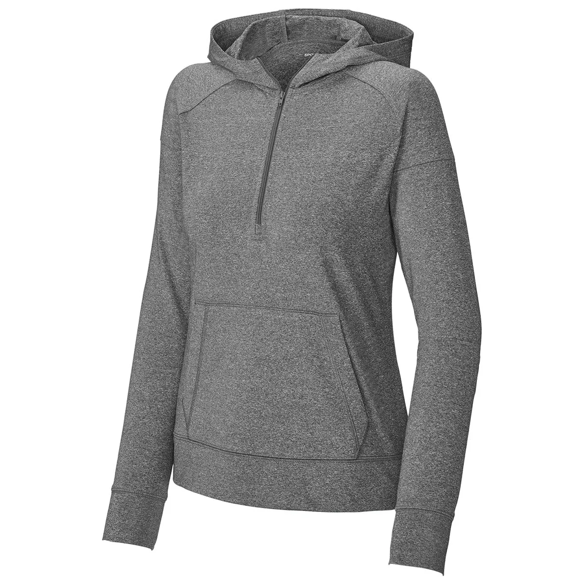 Sport-Tek Women's Charcoal Grey Heather Sport-Wick Stretch 1/2-Zip Hoodie