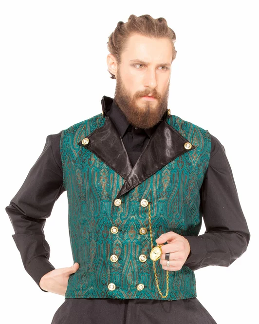 Steampunk Inspector Ebeneezer Paisley Printed Vest for Men - Polyester