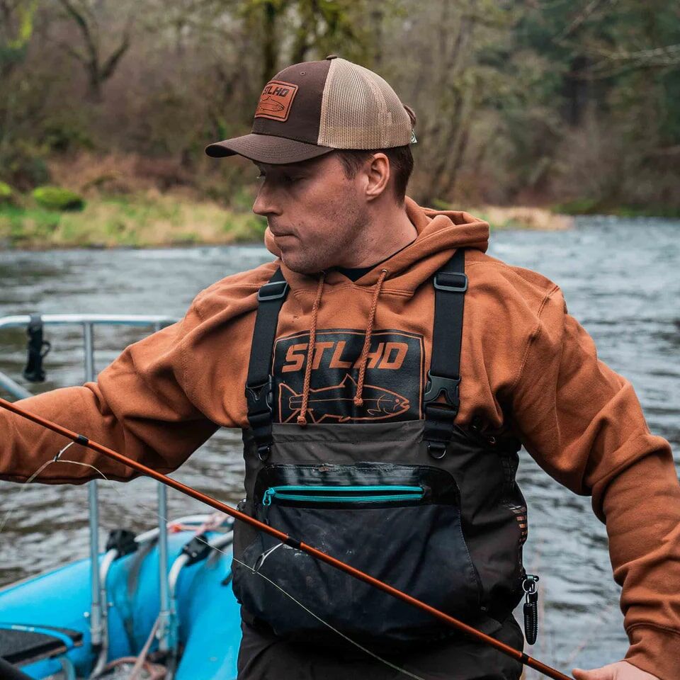 STLHD Men's Yuba River Premium Hoodie in Saddle Brown