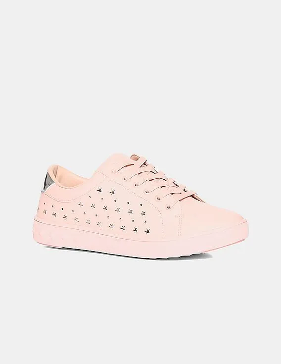 Stride Pink Low Top Laser Cut Sneakers