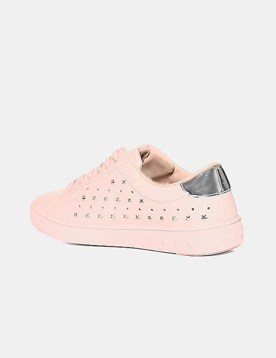 Stride Pink Low Top Laser Cut Sneakers