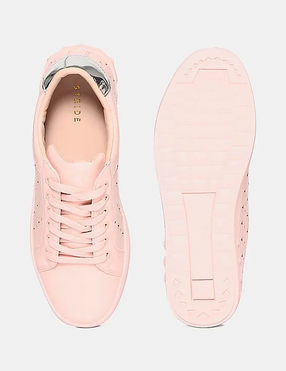 Stride Pink Low Top Laser Cut Sneakers