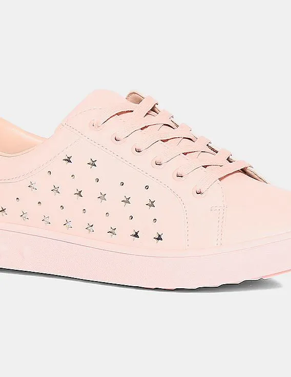 Stride Pink Low Top Laser Cut Sneakers