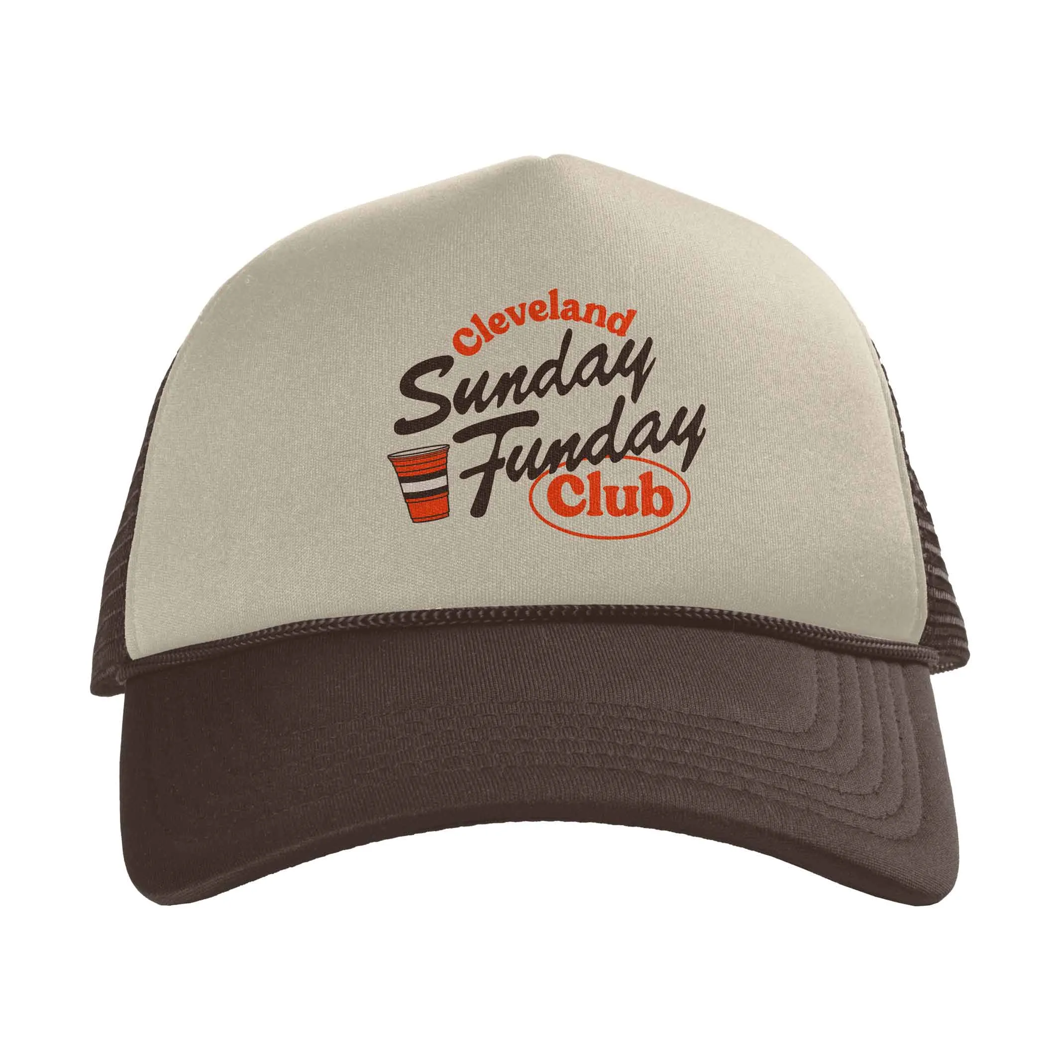 Sunday Funday Trucker Hat - Brown/Tan-