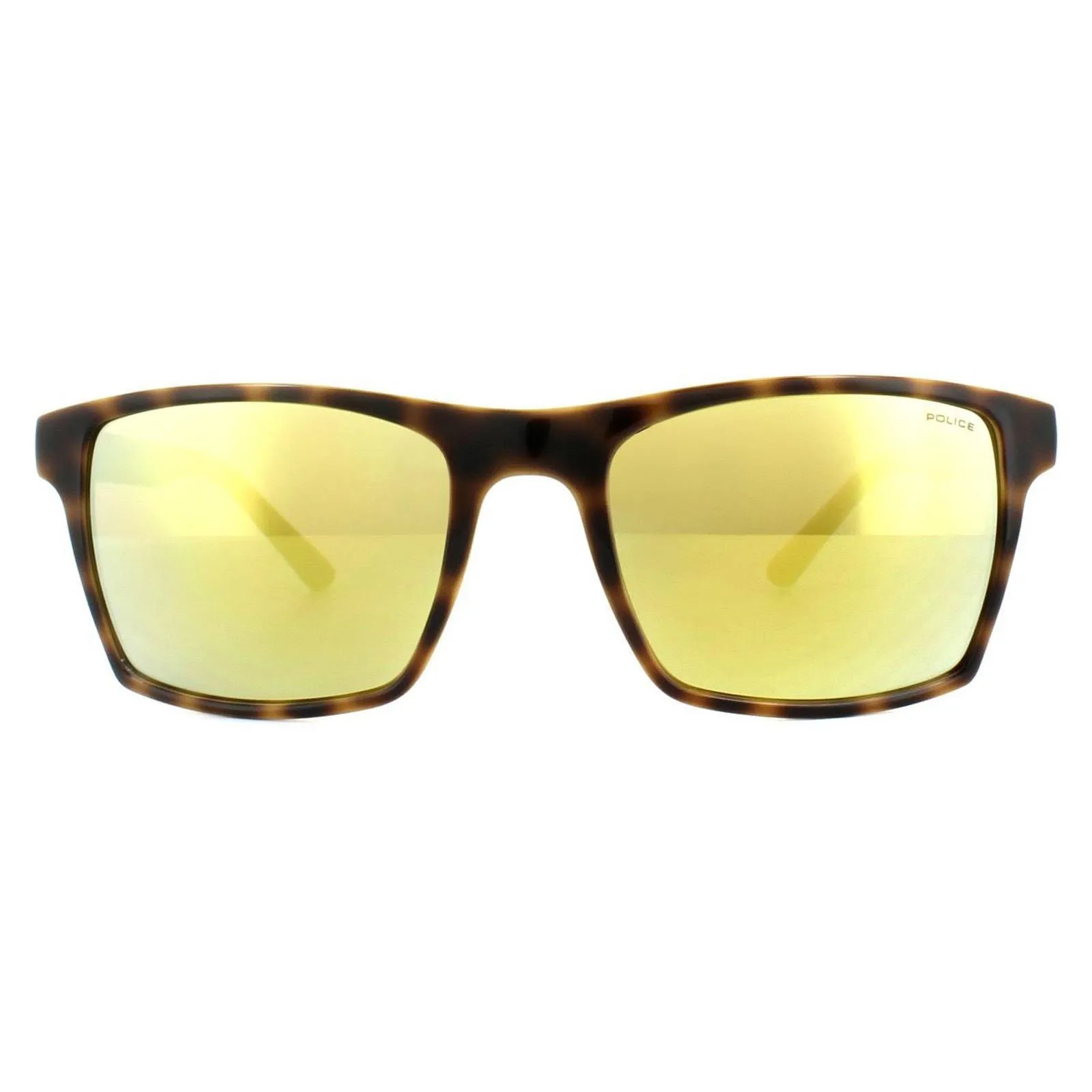 Sunglasses | Rectangle Shiny Havana Ochre Grey Sunglasses | Police