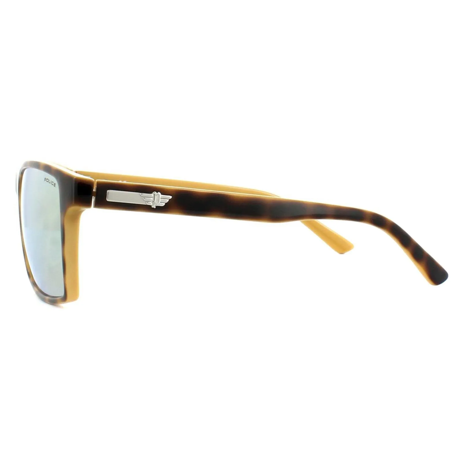 Sunglasses | Rectangle Shiny Havana Ochre Grey Sunglasses | Police