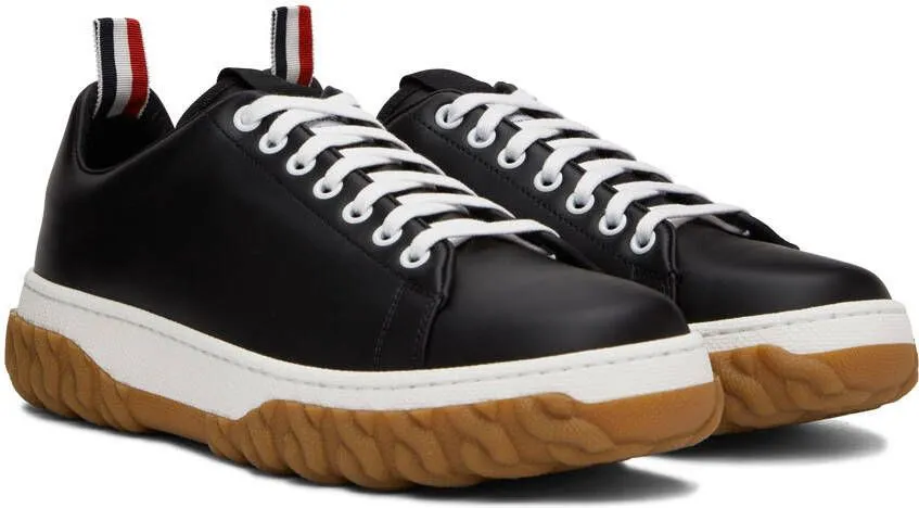 Thom Browne Black Cable Knit Court Sneakers