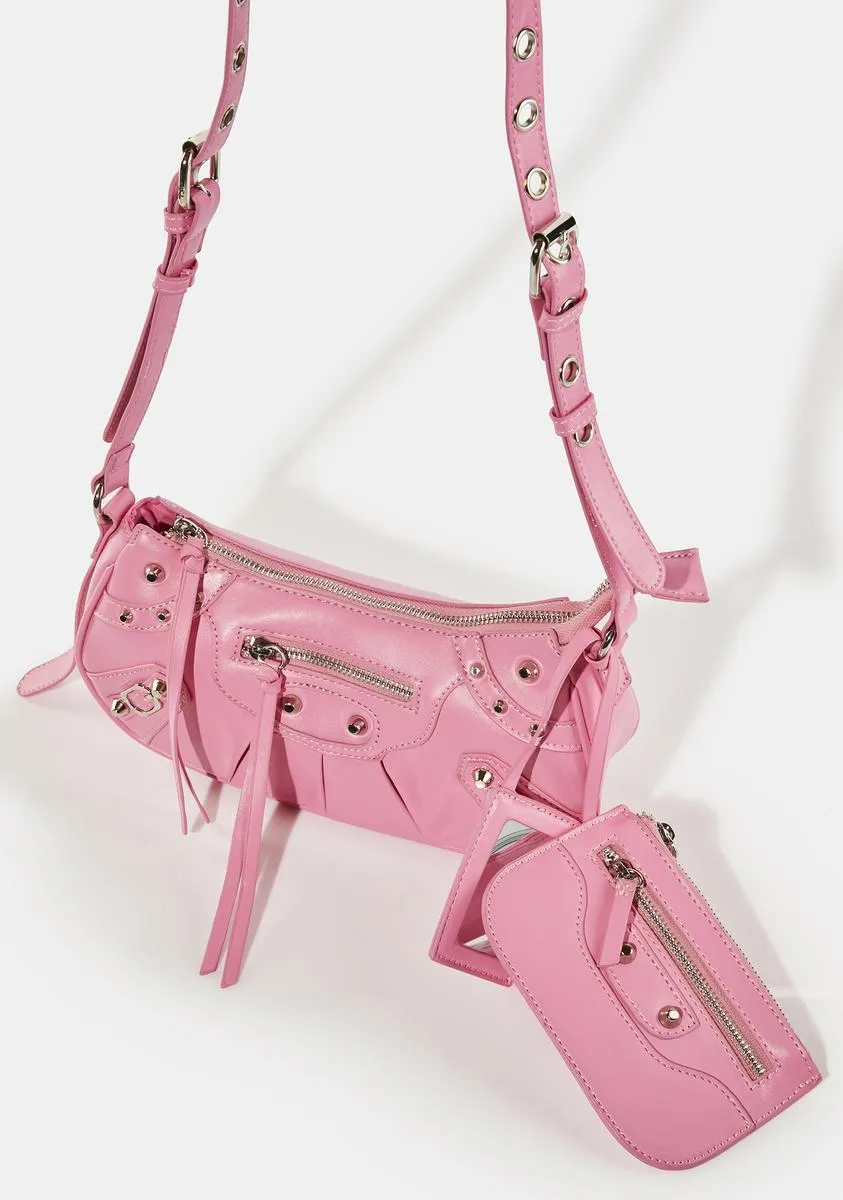 Trackstar Pink Croc Shoulder Bag-