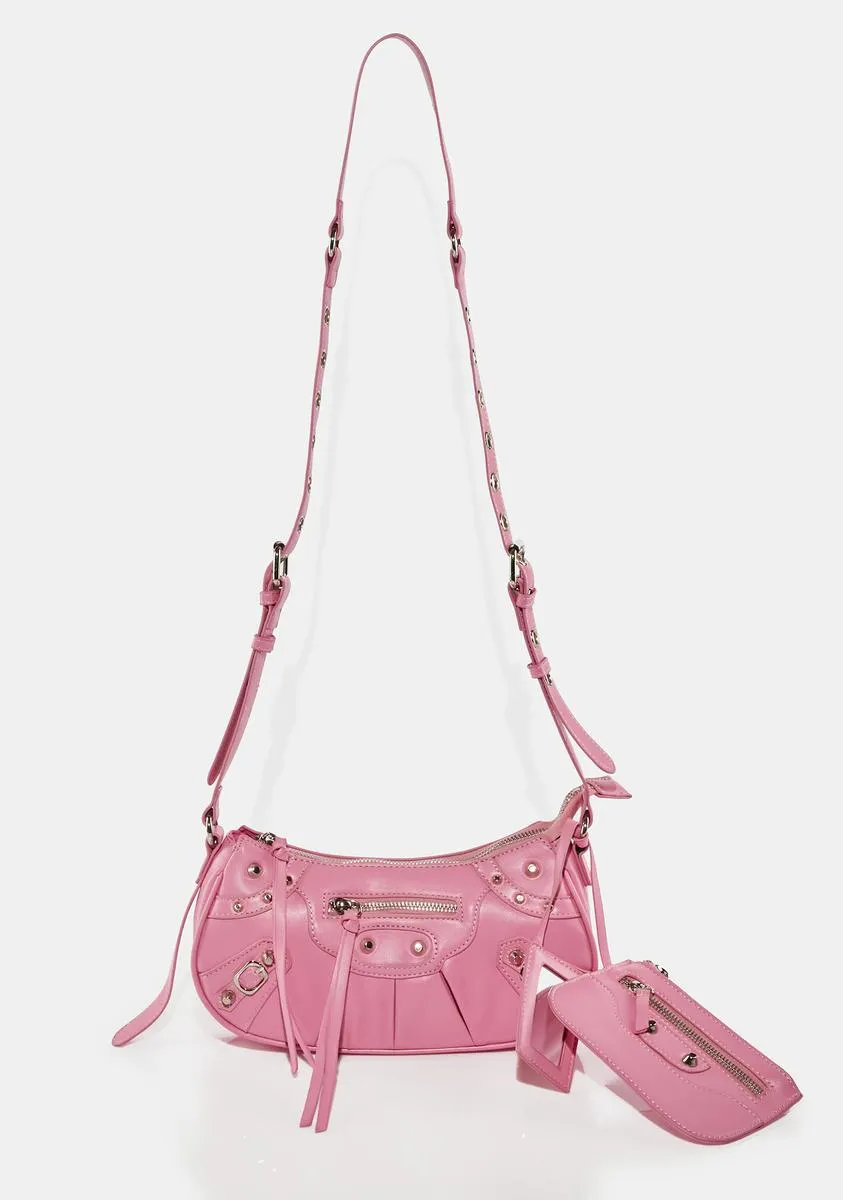 Trackstar Pink Croc Shoulder Bag-