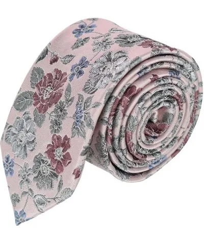 Trafalgar Men's Nico Subtle Vine and Flower Patterned Silk Necktie