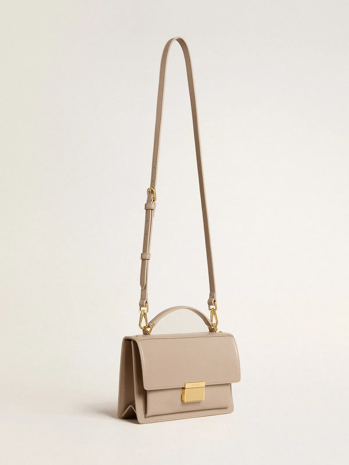 Venezia Bag in beige boarded leather with gold details