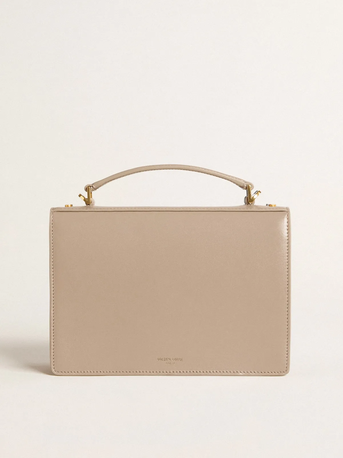 Venezia Bag in beige boarded leather with gold details