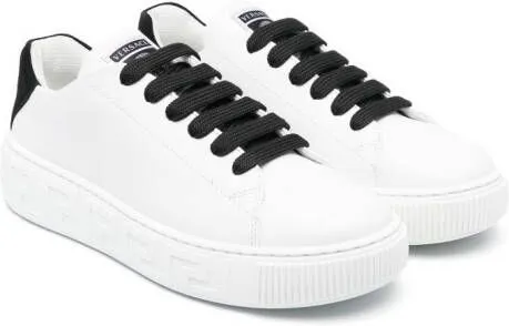 Versace Kids two-tone leather sneakers White