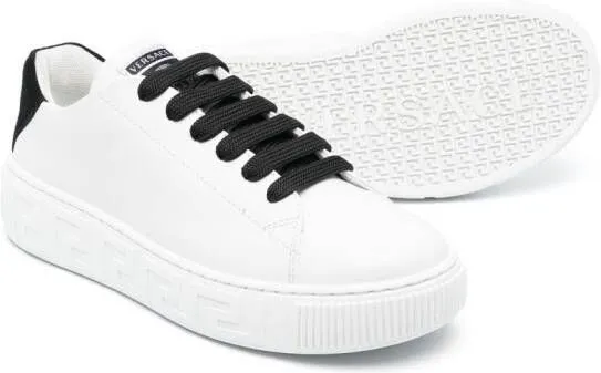 Versace Kids two-tone leather sneakers White