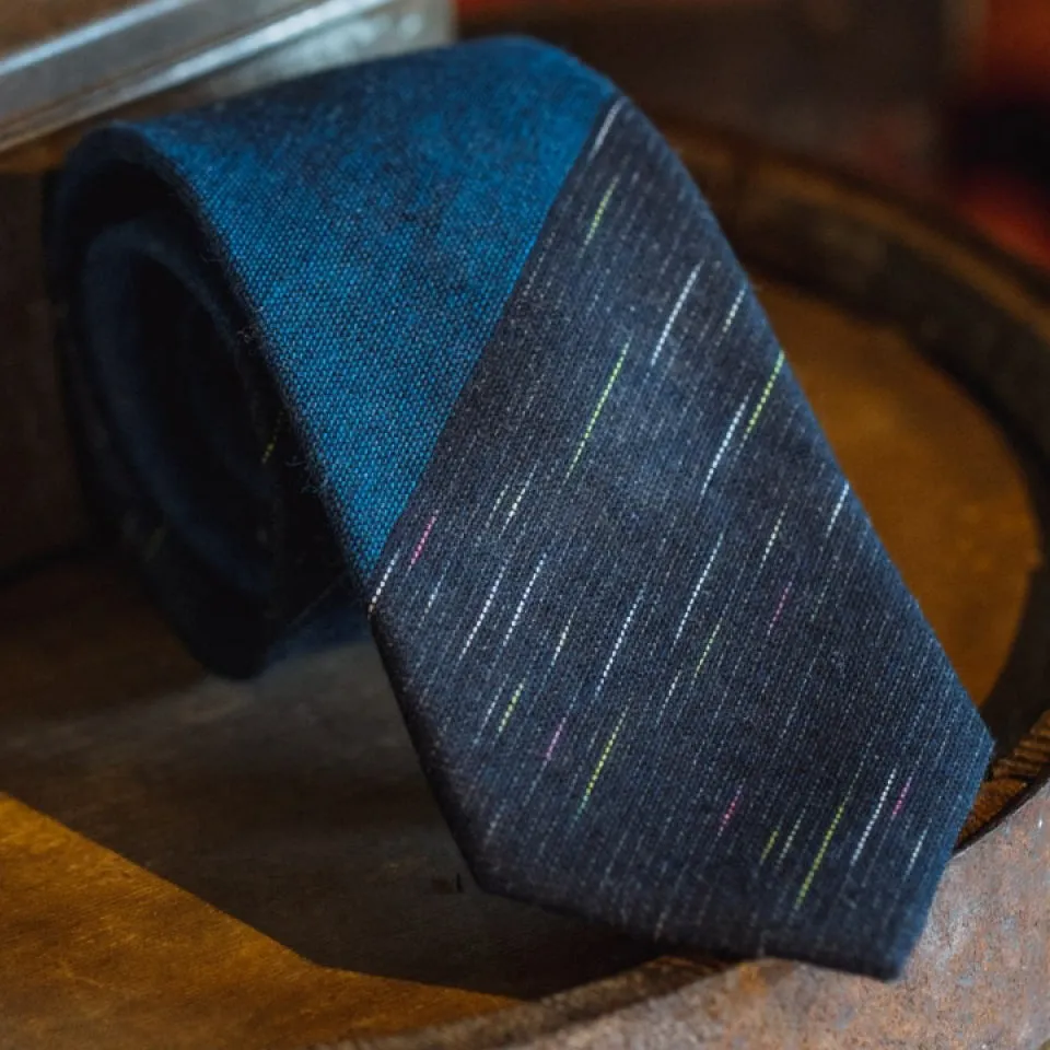 Vintage Stripe Cotton Necktie | Blue