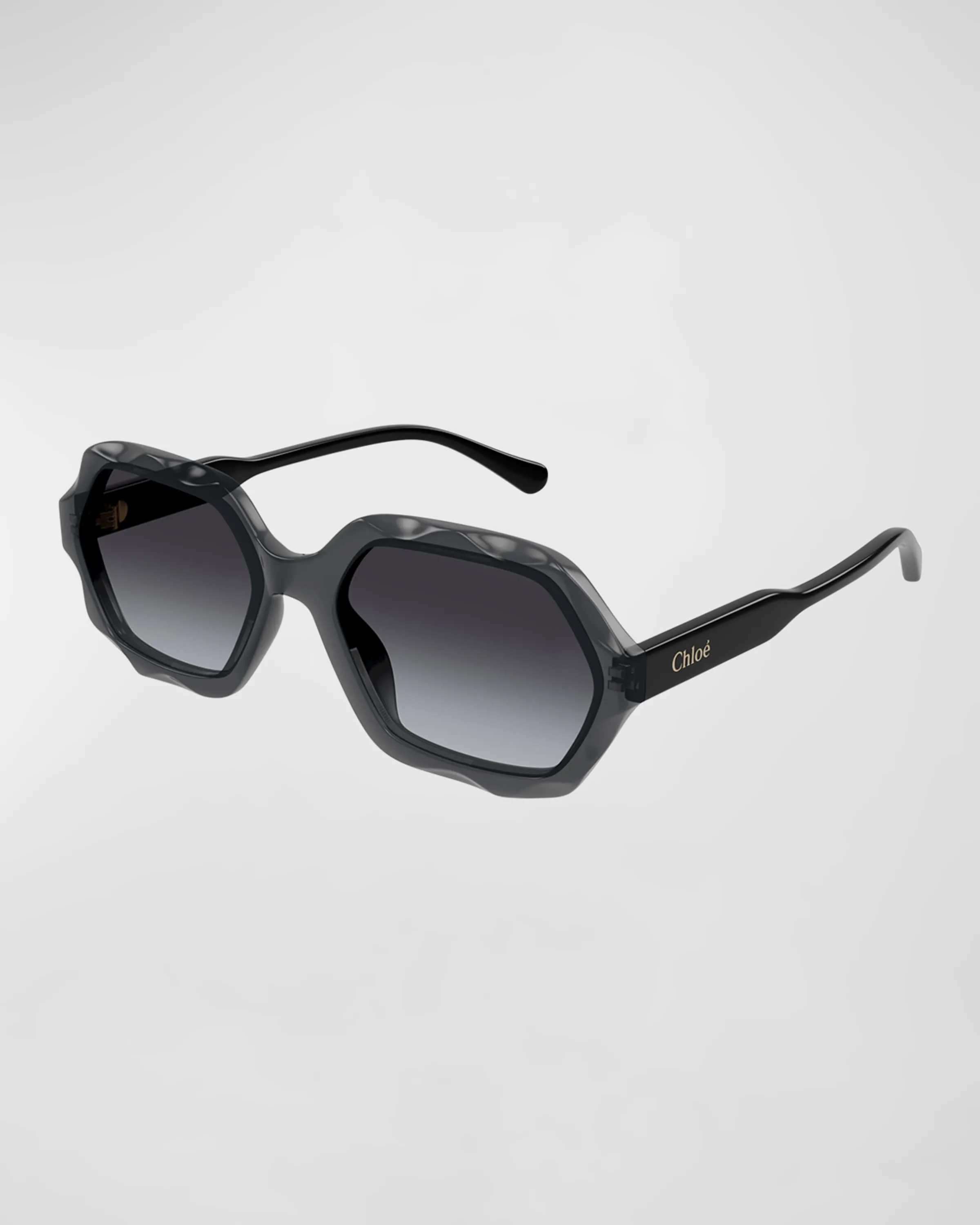 Wavy Acetate Rectangle Sunglasses 