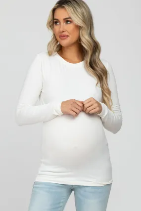 White Long Sleeve Basic Maternity Top