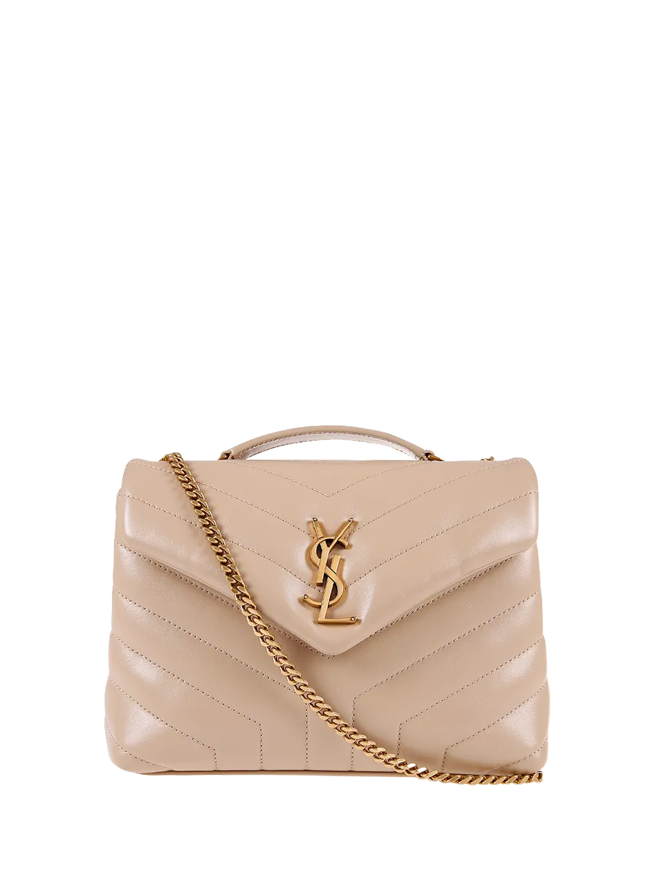 WOMAN SAINT LAURENT DARK BEIGE LEATHER LOULOU SMALL BAG