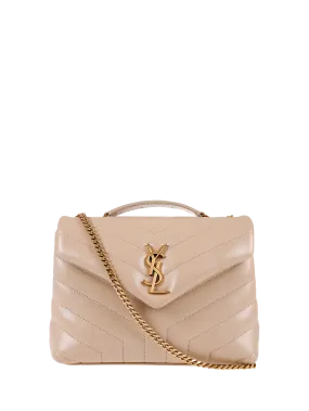 WOMAN SAINT LAURENT DARK BEIGE LEATHER LOULOU SMALL BAG