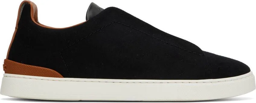 ZEGNA Black & Brown Triple Stitch Sneakers