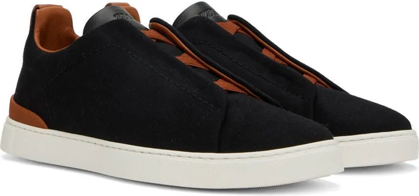 ZEGNA Black & Brown Triple Stitch Sneakers