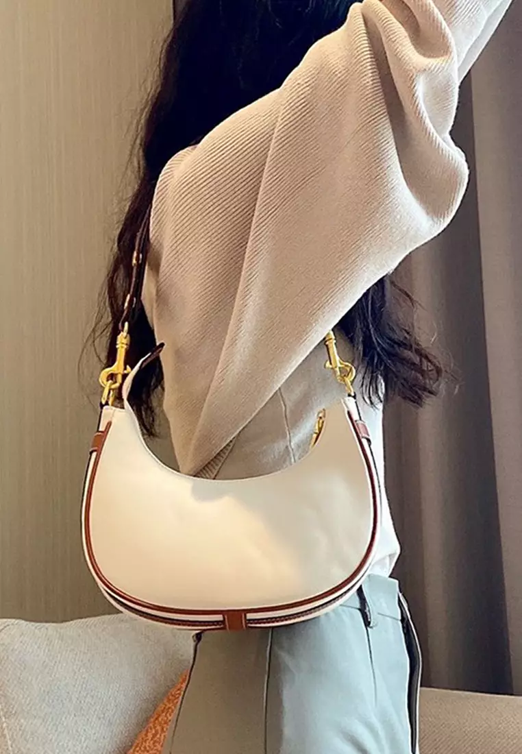 ZITIQUE Contrasting color leather shoulder oblique backpack