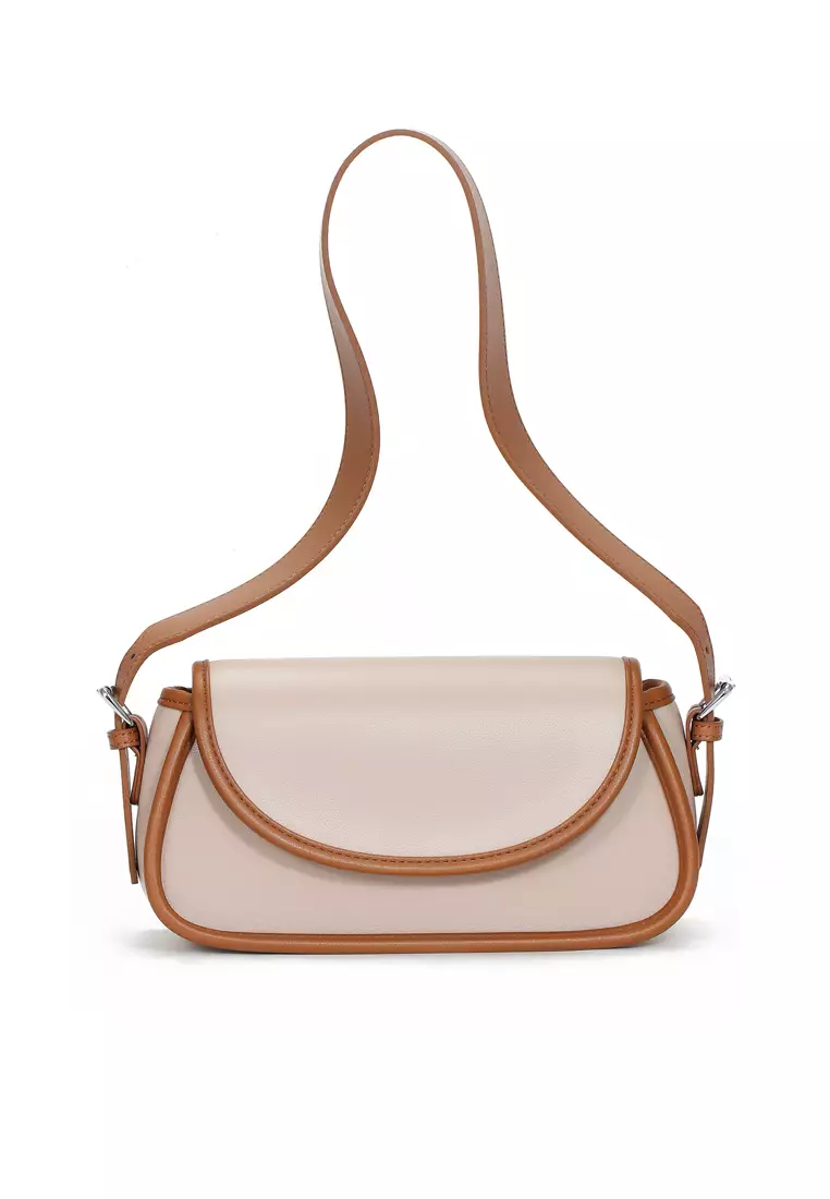 ZITIQUE Contrasting colored leather oblique backpack